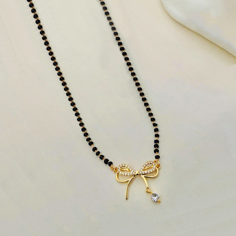 Gold Plated Bow Shaped Mangalsutra with Chain for Women