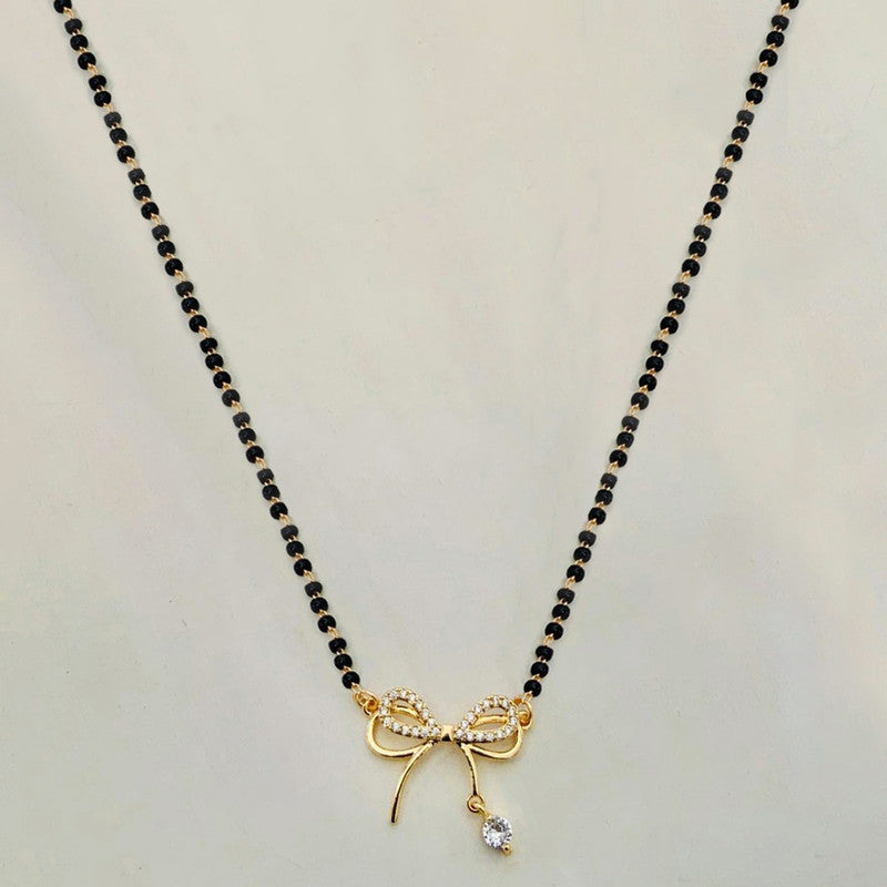 Gold Plated Bow Shaped Mangalsutra with Chain for Women