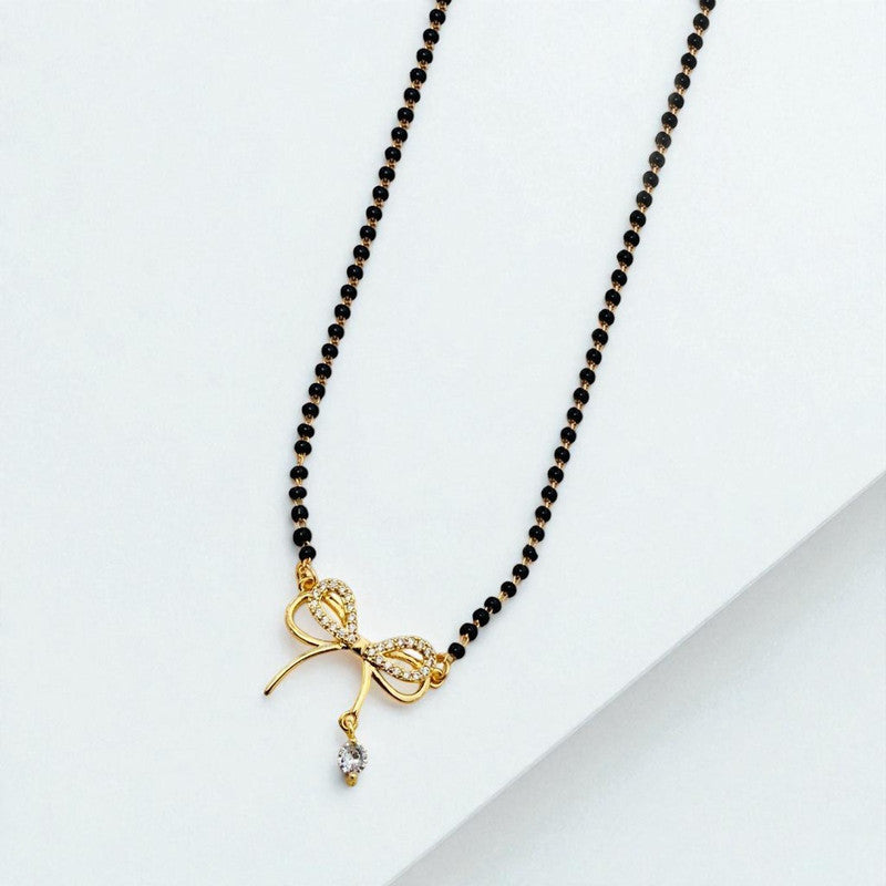 Gold Plated Bow Shaped Mangalsutra with Chain for Women