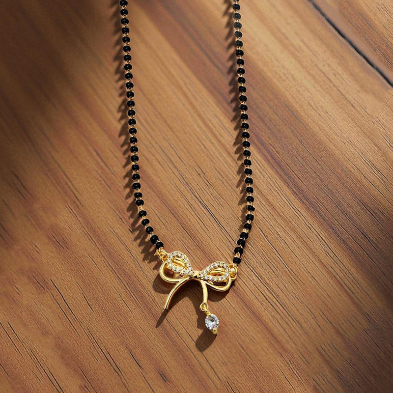 Gold Plated Bow Shaped Mangalsutra with Chain for Women