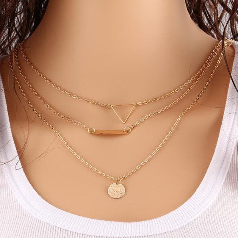 Fashionable Geometric Multi Layered Ravishing Necklace For Women