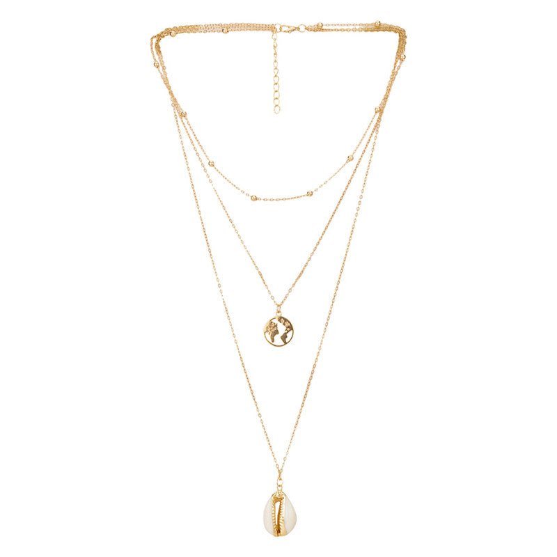 Shell Multi Designs Gold Plated Sparkling Chain Necklace For Women