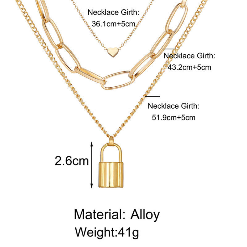 Gold Plated Trending Lock inspired Layered Necklace For Women