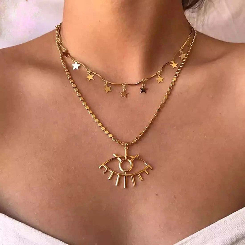 Wonderful Eyes Design Gold Plated Necklace For Women