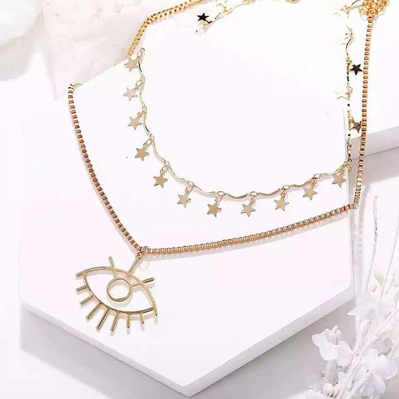 Wonderful Eyes Design Gold Plated Necklace For Women