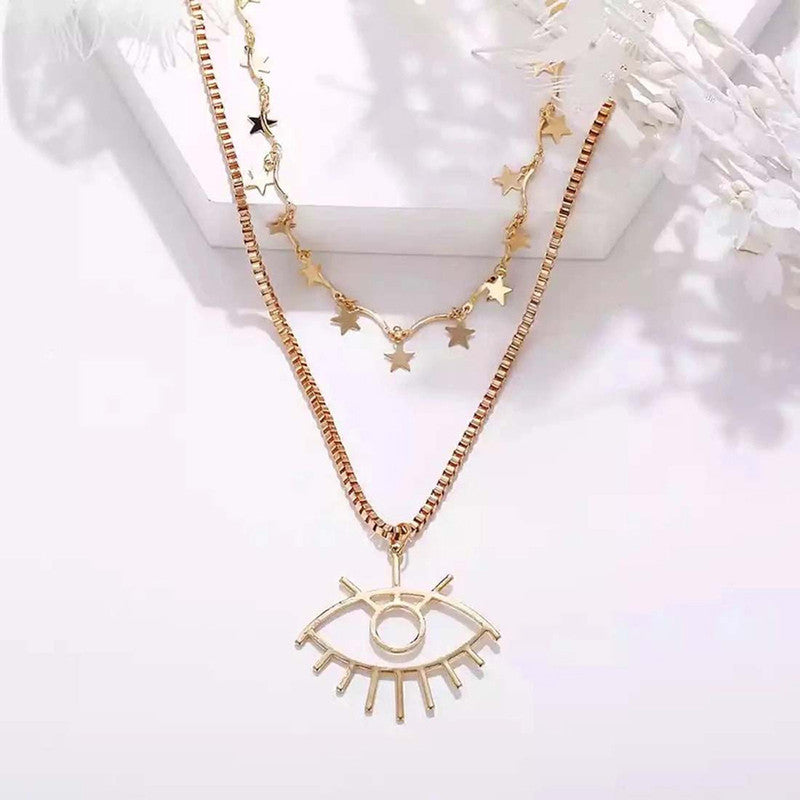 Wonderful Eyes Design Gold Plated Necklace For Women