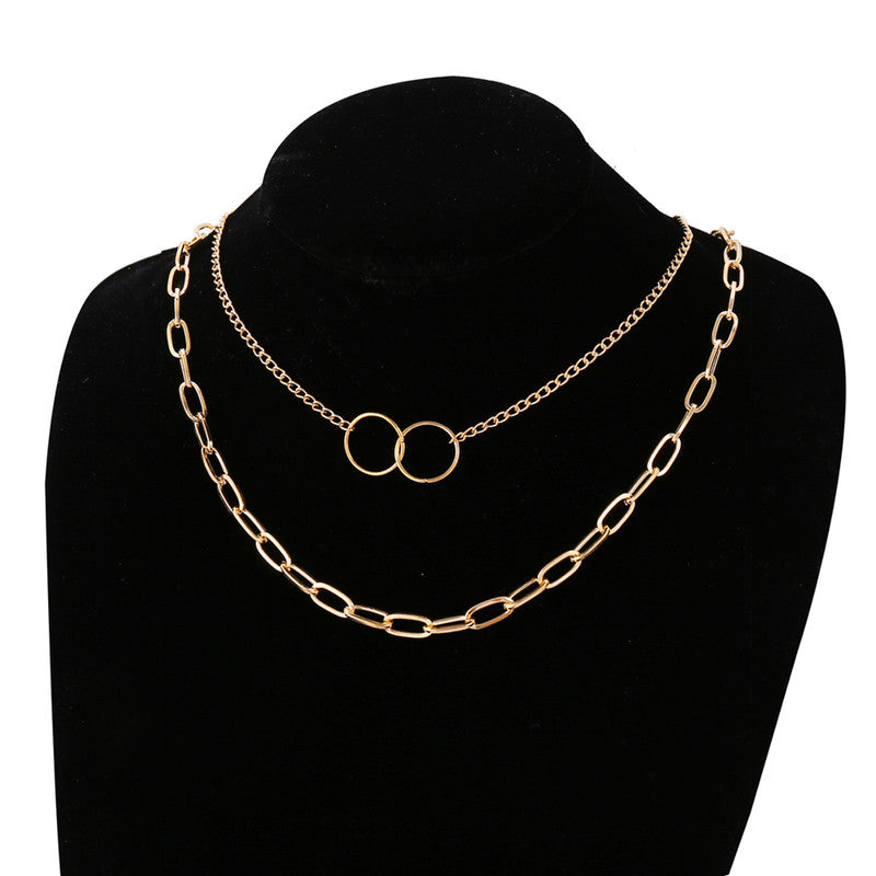 Mesmerizing Cross Ring Lon Chain Gold Plated Necklace For Women