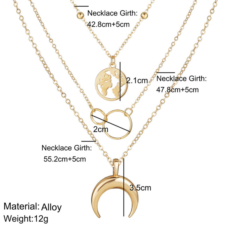 Glitzy Global Cross Ring Design Gold Plated Necklace For Women