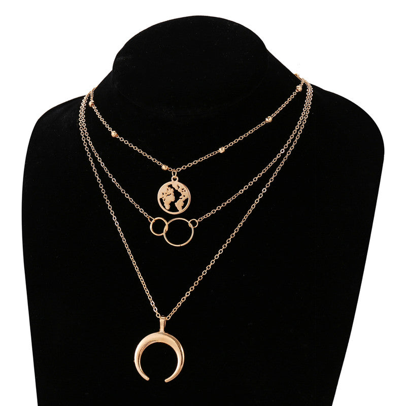 Glitzy Global Cross Ring Design Gold Plated Necklace For Women