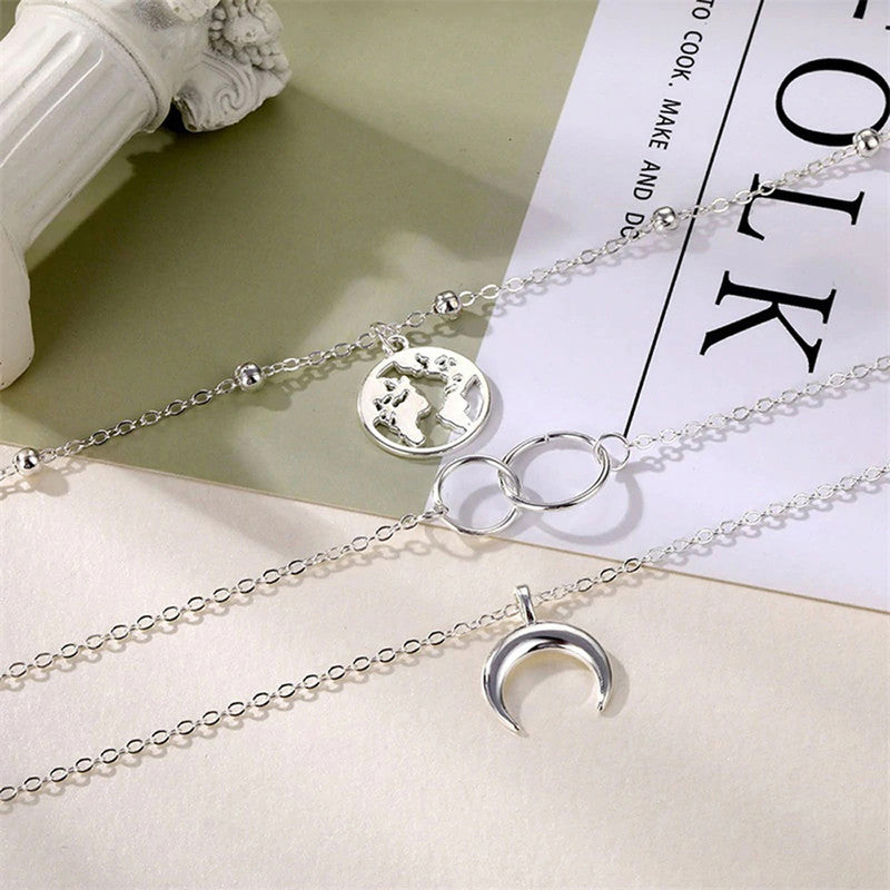 Plushie Global Cross Ring Design Silver Plated Necklace For Women