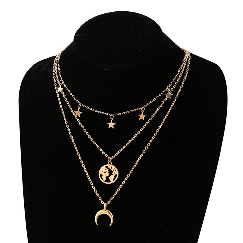 Marvellous Designer Gold Plated Multi Strand Necklace For Women