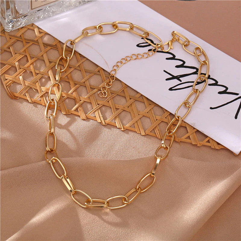 Glitzy Bold Chain Gold Plated Necklace For Women