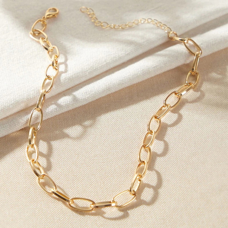 Glitzy Bold Chain Gold Plated Necklace For Women