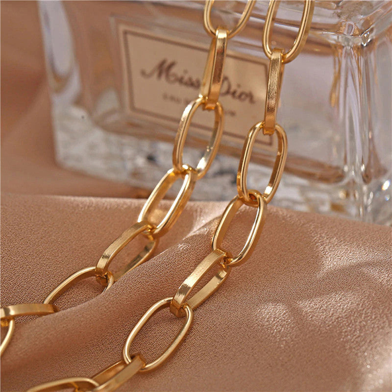 Glitzy Bold Chain Gold Plated Necklace For Women