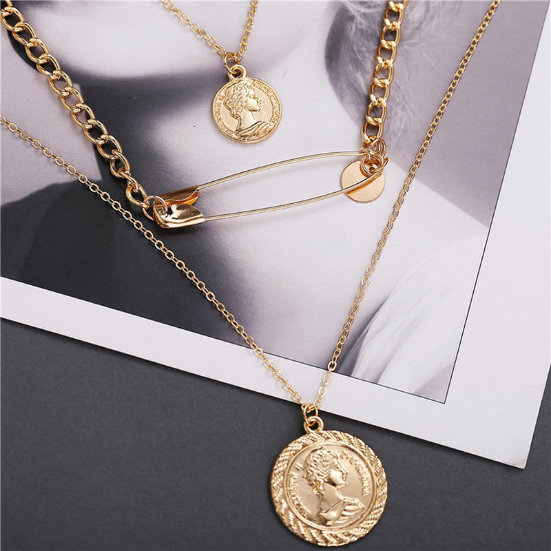 Stylish Gold Plated Multi Strand Necklace For Women