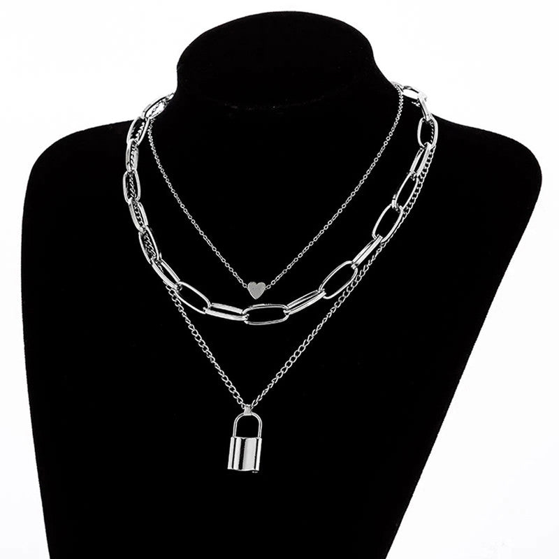 Ravishing Lock Heart Silver Plated Necklace For Women