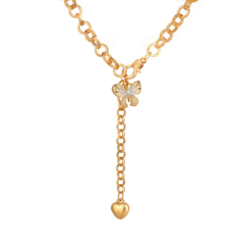 Stunning Butterfly Heart Gold Plated Necklace For Women