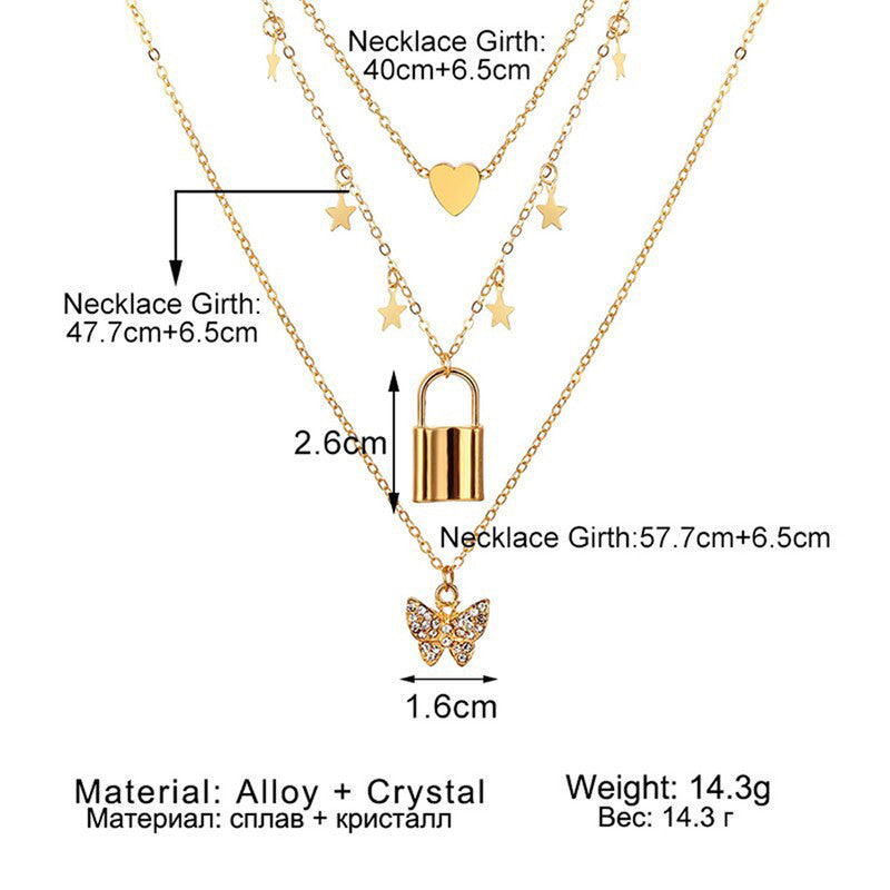 Gold Plated Butterfly inspired Layered Necklace For Women