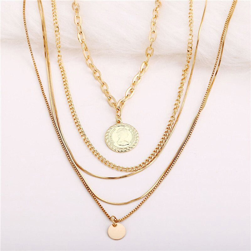 Gold-Toned Gold Plated Layered Necklace For Women