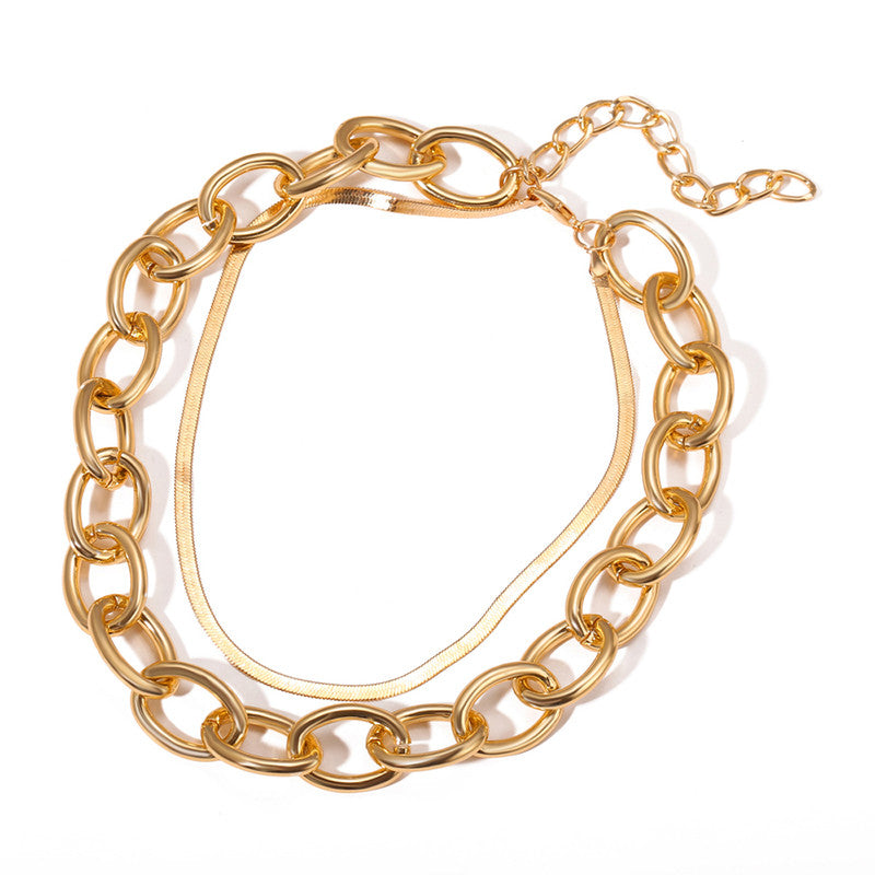 Gold-Toned Gold Plated Layered Necklace For Women