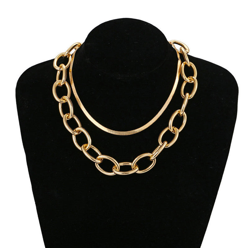 Gold-Toned Gold Plated Layered Necklace For Women