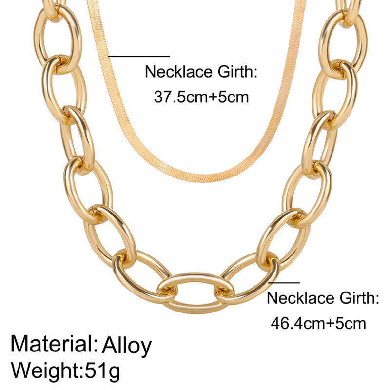 Gold-Toned Gold Plated Layered Necklace For Women