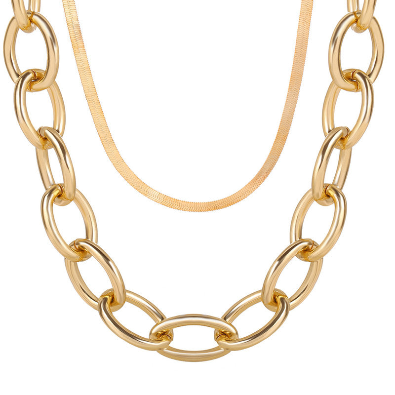 Gold-Toned Gold Plated Layered Necklace For Women