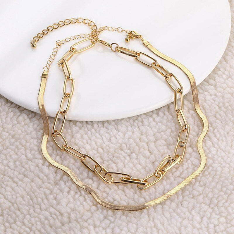 Gold Plated Gold Toned Dual Layered Necklace For Women - MySmartBazaar