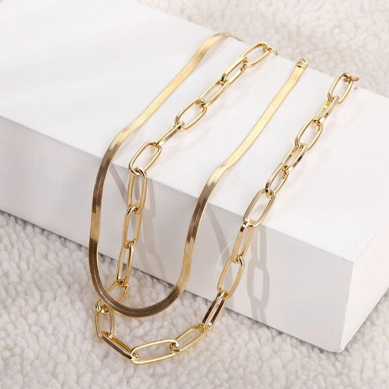 Gold Plated Gold Toned Dual Layered Necklace For Women