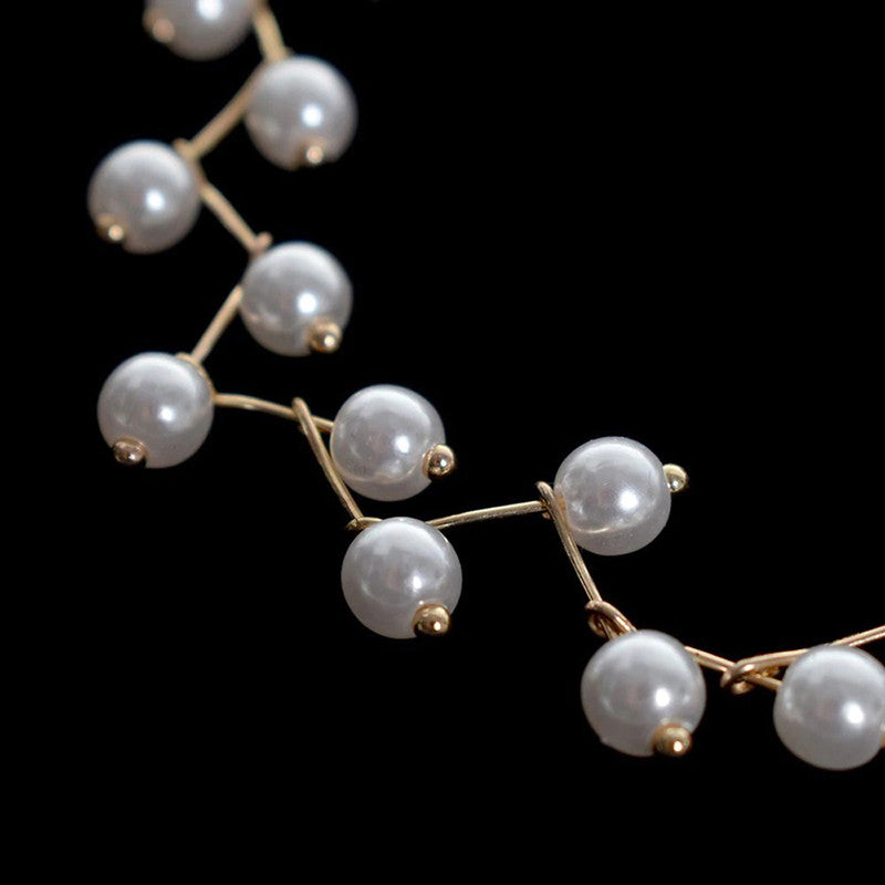 Pearl Studded Single Layer Gold Plated Necklace Jewellery For Women