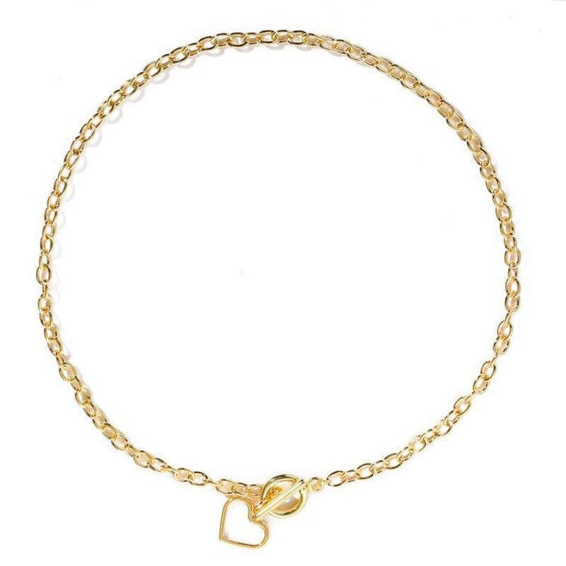 Heart Gold Plated Single Chain Necklace Jewellery For Women