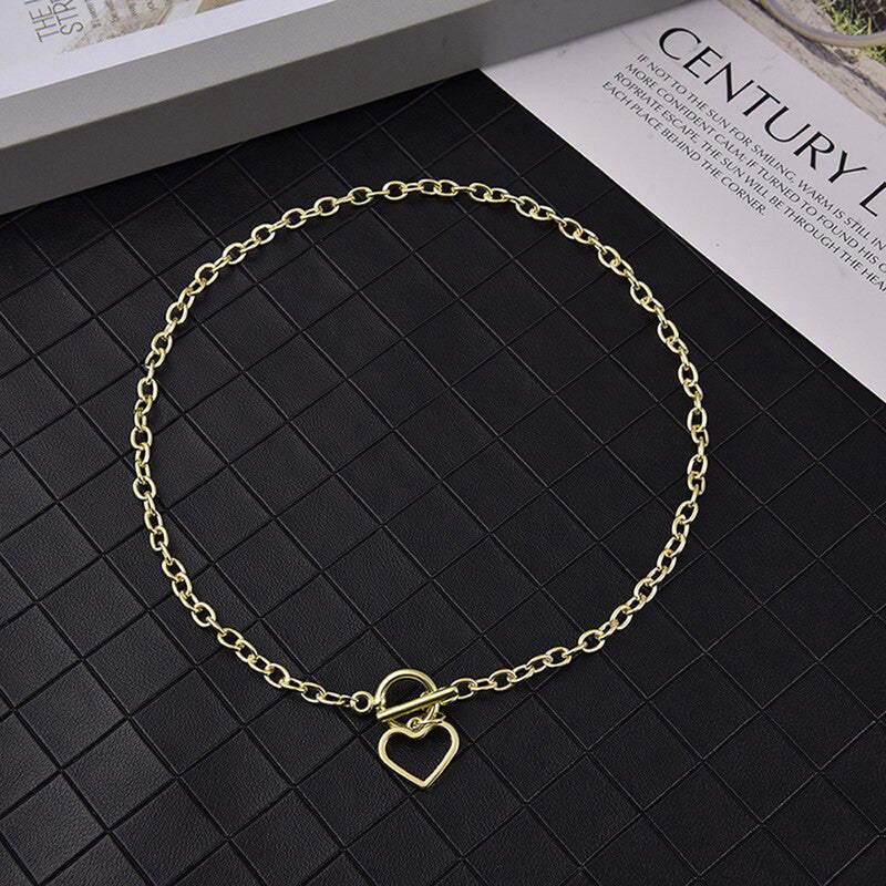 Heart Gold Plated Single Chain Necklace Jewellery For Women