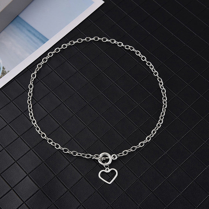 Heart Silver Plated Single Chain Necklace Jewellery For Women