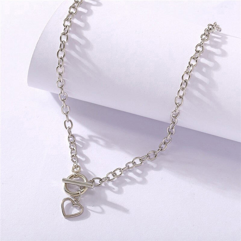 Heart Silver Plated Single Chain Necklace Jewellery For Women