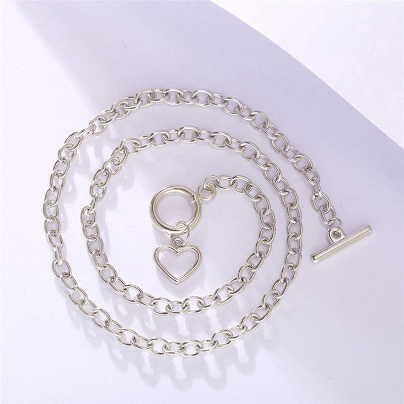 Heart Silver Plated Single Chain Necklace Jewellery For Women