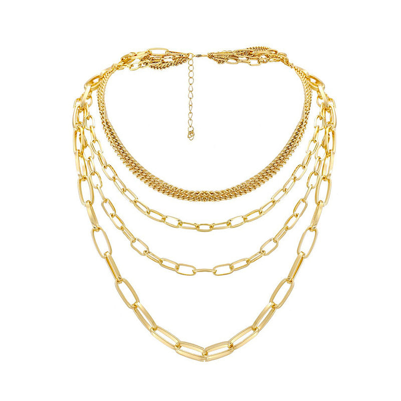 Delicate Gold Plated Multi Layered Necklace Jewellery