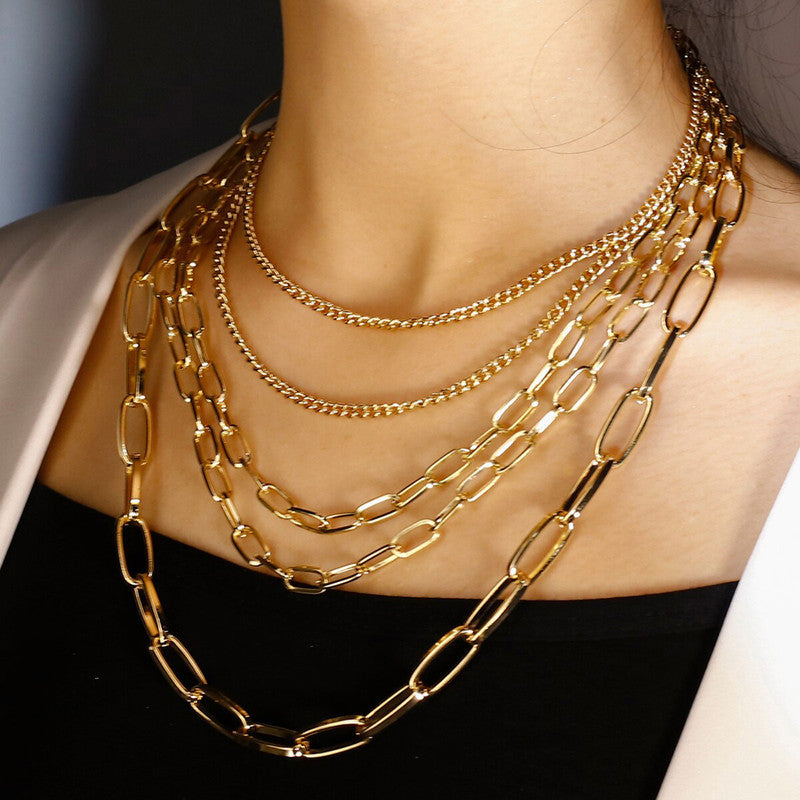 Delicate Gold Plated Multi Layered Necklace Jewellery