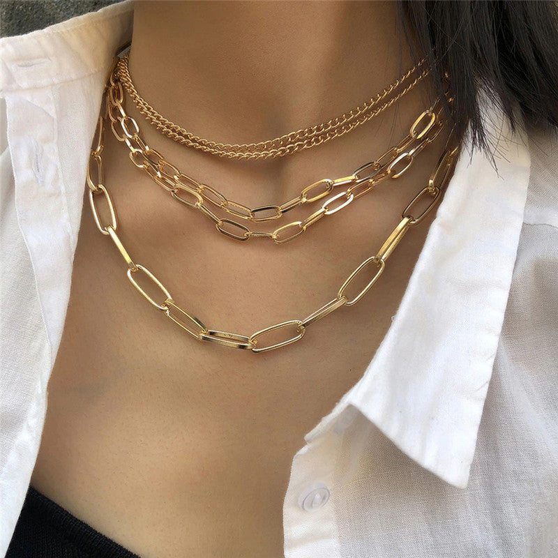 Delicate Gold Plated Multi Layered Necklace Jewellery