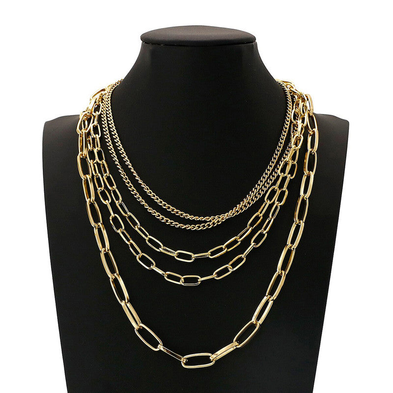 Delicate Gold Plated Multi Layered Necklace Jewellery