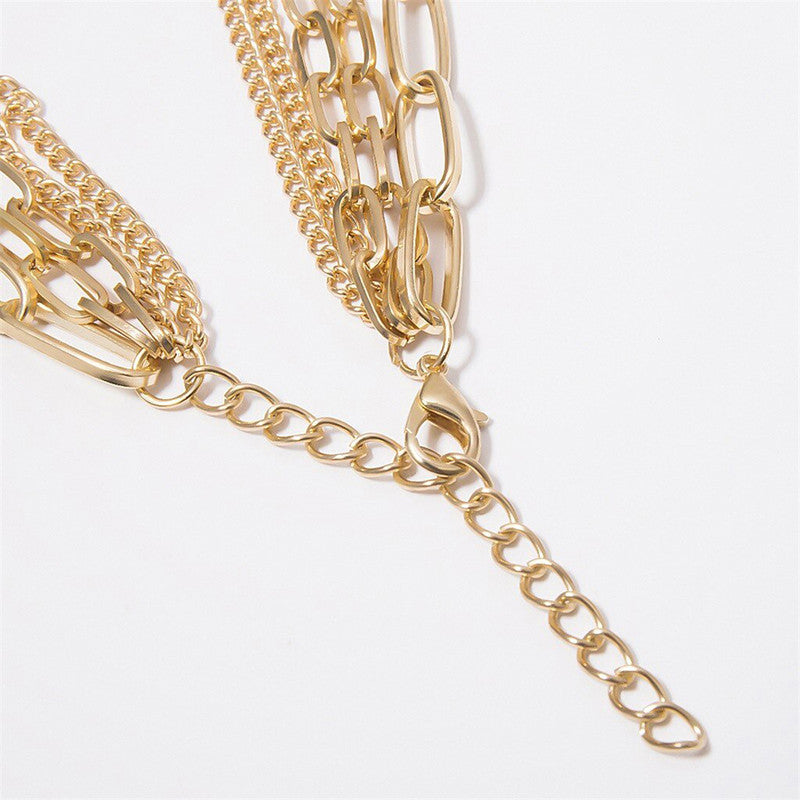 Delicate Gold Plated Multi Layered Necklace Jewellery