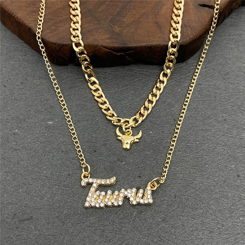 Gold Plated American Diamond Studded Layered Necklace For Women