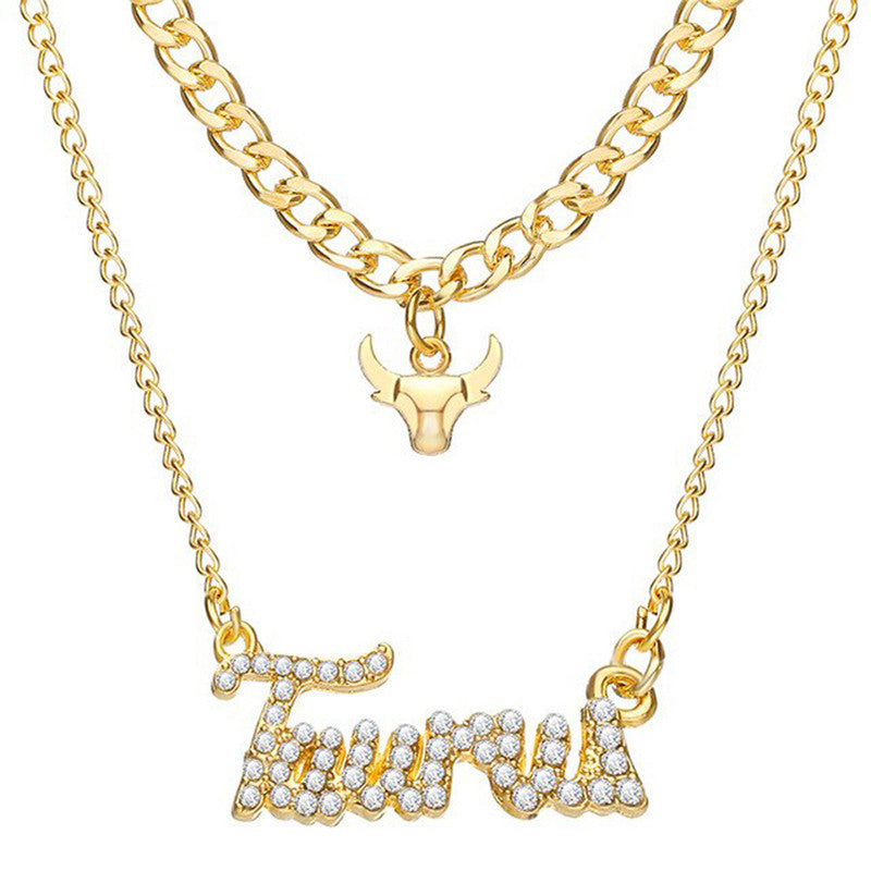 Gold Plated American Diamond Studded Layered Necklace For Women