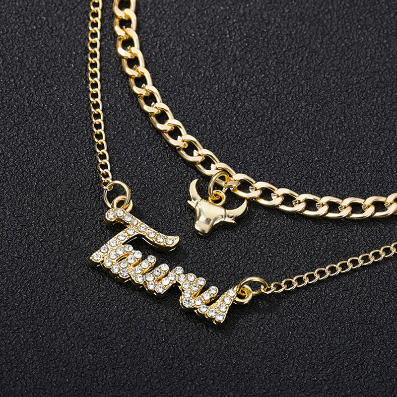 Gold Plated American Diamond Studded Layered Necklace For Women