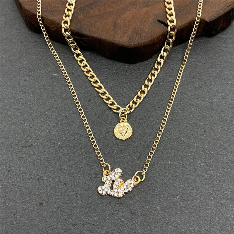 Gold Plated American Diamond Studded Layered Necklace For Women