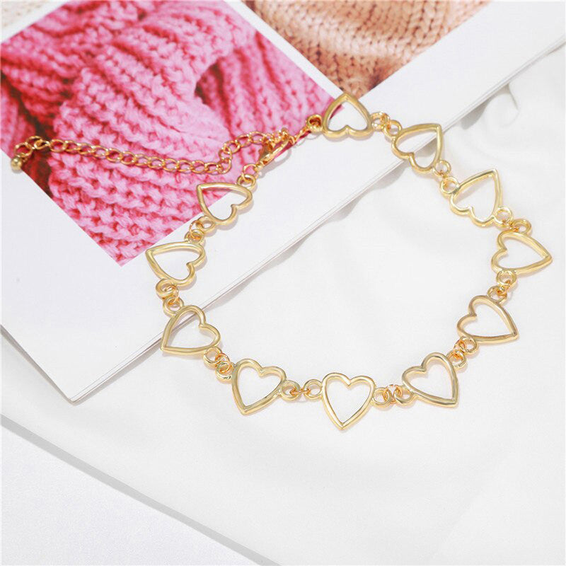 Gold Plated Hearts inspired Classical Choker Necklace For Women