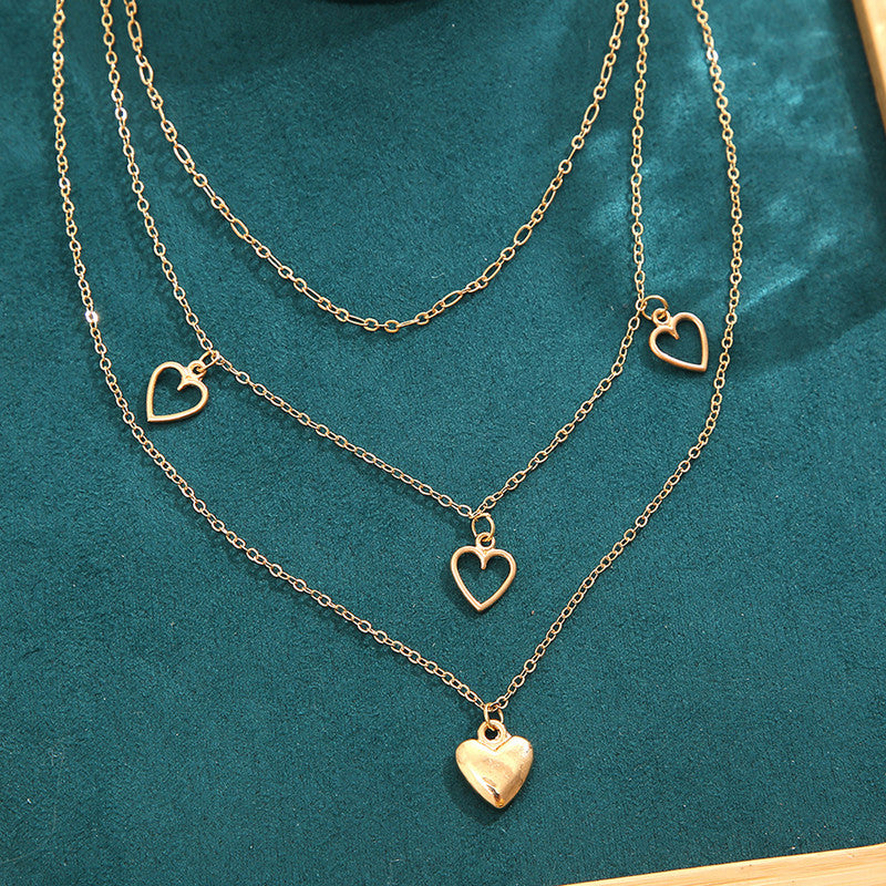 Gold Plated Hearts inspired Layered Necklace For Women