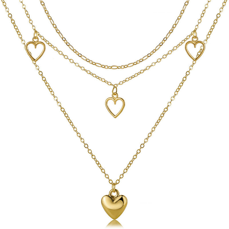 Gold Plated Hearts inspired Layered Necklace For Women