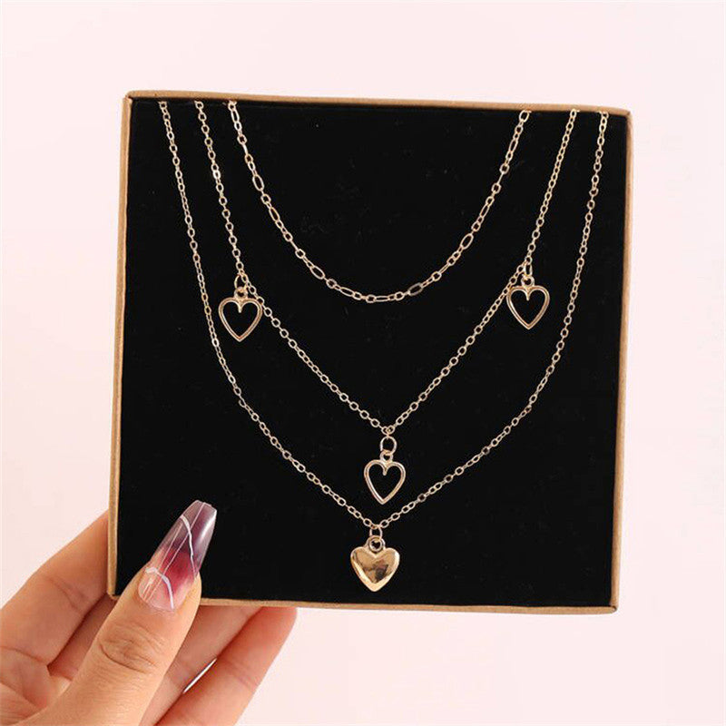 Gold Plated Hearts inspired Layered Necklace For Women