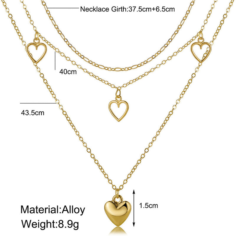 Gold Plated Hearts inspired Layered Necklace For Women