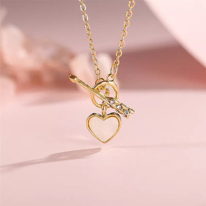 Gold-Toned Gold Plated Heart inspired Necklace For Women